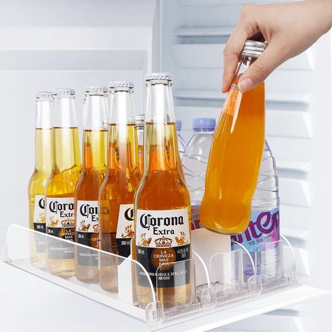 Organisateur de boissons efficace pour réfrigérateur, avec fonction coulissante automatique et largeur réglable (1/5)