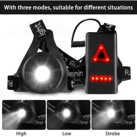 Wiederaufladbare LED-Stirnlampe, Brustleuchte mit einstellbarem Lichtkegel, 3 Modi (1/4)