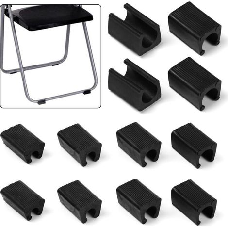 Pieds de chaise en plastique U pour tubes de 12 mm – Lot de 24, noir, antidérapants et résistants