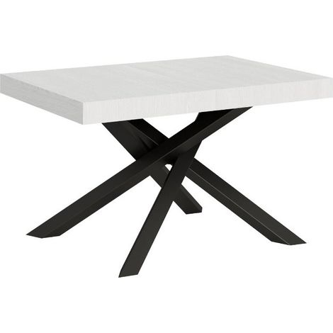 Petite table à manger design blanche et pieds entrelacés anthracite 130 cm Artemis (1/5)