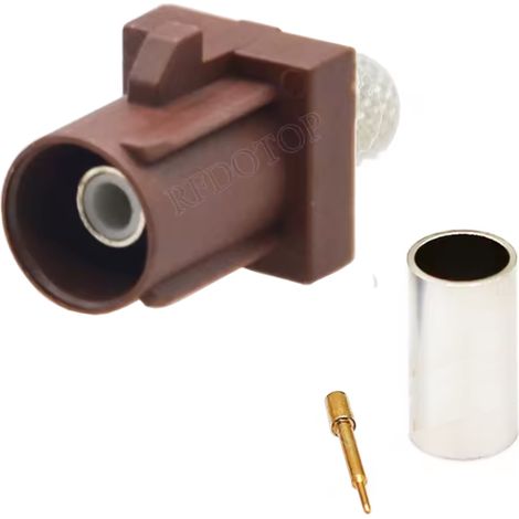 Conector Fakra para cable RG58 c贸digo F, corto y recto.