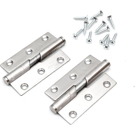 2Pcs 3"/76mm Paumelle de Porte Charnière de Porte Acier Inoxydable Avec vis en acier inox Roulement à billes - DIN droite (1/3)