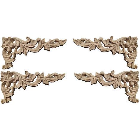 Ensemble de 4 appliques d'angle sculptées en bois, cadre non peint pour placard B (1/5)