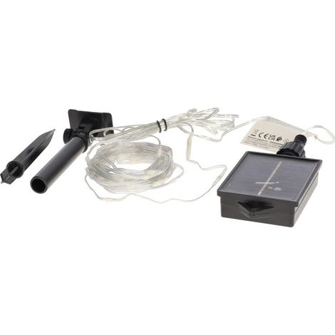 Guirnalda LED de carga solar con 8 funciones y luz cálida (3000K 3,6V) IP44 5m fabricada en cobre y PVC color negro (1/5)