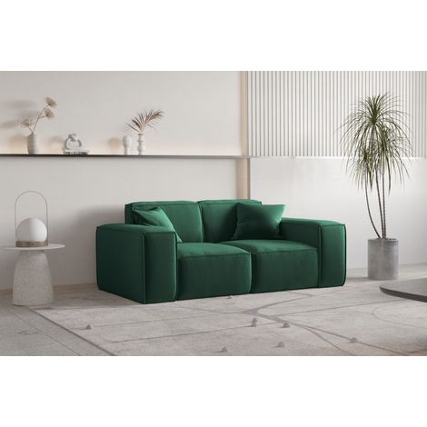 Sofa Designersofa CELES PREMIUM 2-Sitzer in Stoff Opera Velvet Grün (1/3)