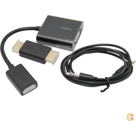 [NEUWERTIG] B-Ware Belkin Hdmi / Vga Adapter Hdmi Buchse   Vga Buchse Klinkenbuchse 3.5 Mm Schwarz