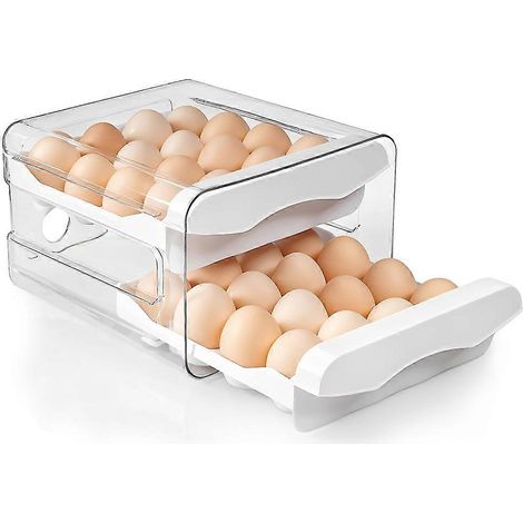 Porte-œufs pour réfrigérateur, 32 compartiments/2 étagères, boîte à œufs pour réfrigérateur, cuisine, réfrigérateur, plan de travail (1/5)