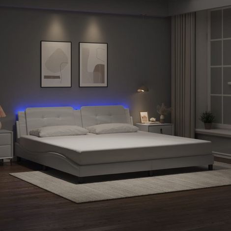 Estructura de cama con LED sin colchón Zadar blanco 200x200 cm vidaXL (1/5)