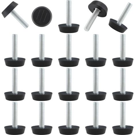 Lot de 20 niveleurs réglables filetés à visser pour meubles, pieds de nivellement M6 pour meubles de patio, pieds de table, chaises et pieds de meubles