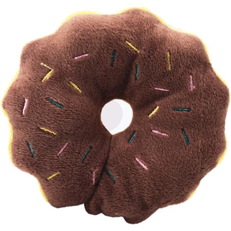 Jouet à mâcher pour animaux de compagnie, peluche douce en forme de beignet, jouet à mordiller pour chiens, réduction de l'anxiété liée au grincement des dents, jouet interactif marron (1/5)
