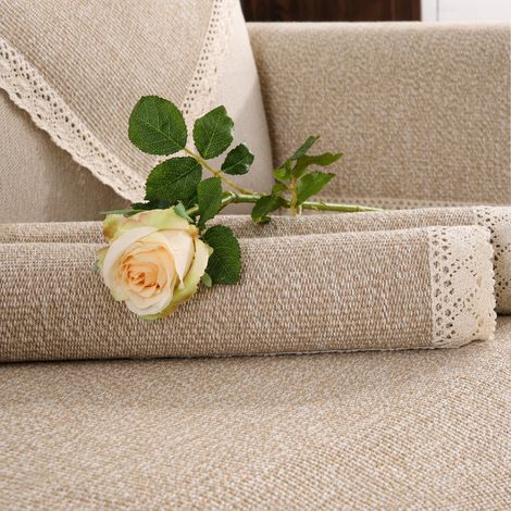Housse de canapé et coussin d'assise tissé en coton épais 70x70 cm beige pur kaki protection 4 saisons – Livraison gratuite