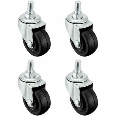 Lot de 4 roues en caoutchouc de 40 mm avec tige filetée M8，