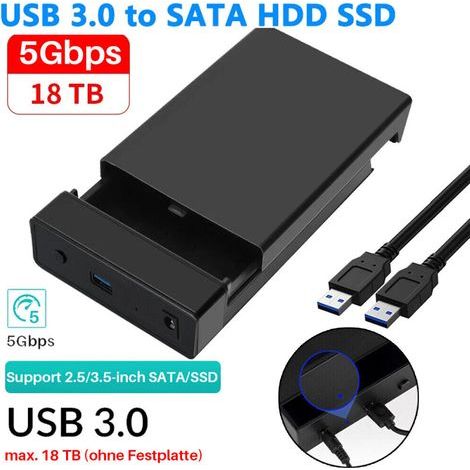 Boîtier Disque Dur Externe USB 3.0 - Compatible SATA III pour Disques 2.5 Pouces et 3.5 Pouces - Alimentation Externe Incluse - 1 Pièce (1/5)