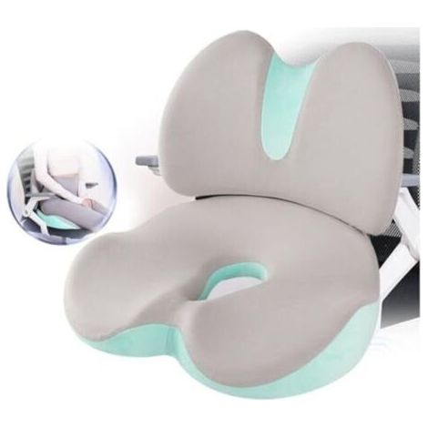 FENOPLASTICACoussin Anti Escarres Fessier, (Coussin Siege+Coussin Dos) Maintien Hanche Et Taille,DéTachable, Mousse MéMoire, Respirant, Coussin Voiture, AméLiorer Le Confort du SièGe,Green (1/4)