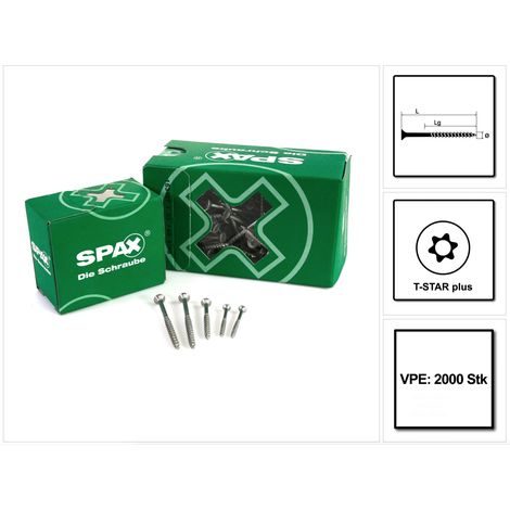 SPAX Universalschraube 3,5 x 30 mm 2000 Stk. TORX T-STAR  plus T15 WIROX Senkkopf Teilgewinde 4Cut-Spitze