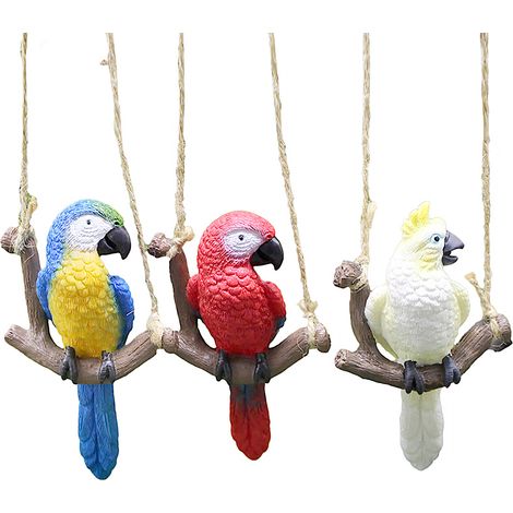 [Farolillo de pájaro] Decoración de pájaro colorida (3 piezas: blanco, azul, rojo) para jardín y balcón - Péndulo de pájaro original (1/5)