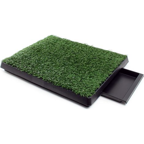 Fudajo – Toilette pour chiens 63 x 51 cm – Gazon synthétique atoxique – Bac collecteur 3,8 l – Pour intérieur et extérieur