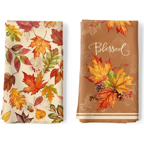 Torchons De Cuisine Feuille D'érable, 100% Coton, Lot de 2 (1/5)