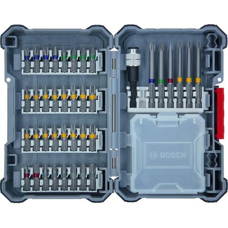 Bosch – Embout pour visseuse 2607017464 – Set de 40 pièces en acier S2 – Compatible avec toutes les applications de vissage – Identification par code couleur