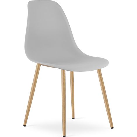 Sedia scandinava WAT in polipropilene grigio e metallo effetto legno (1/5)
