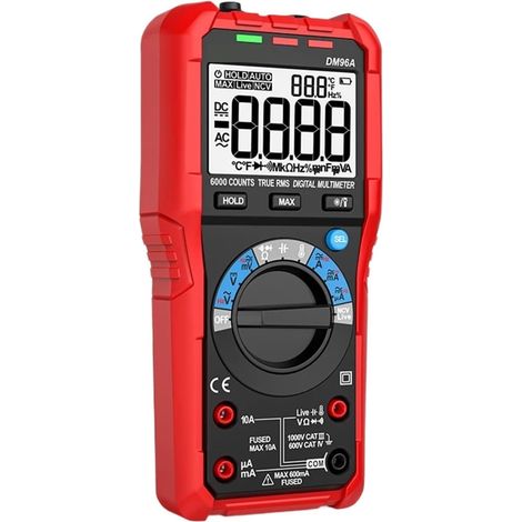 Multimètre numérique testeur avec NCV Data Hold 6000counts Auto Range Mmultimetro True RMS AC/DC Tension Testeur 1000A Ohm Ampèremètre (1/5)