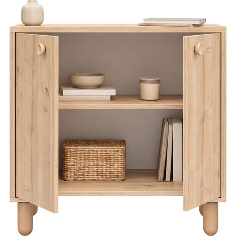 Aparador Pontida, Alacena un Estante, 2 Puertas, 2 Compartimentos, 72x36x73h cm Marrón Roble