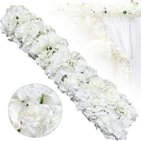 3,28 FT Kunstblumen Kunstrose Weinrebe Seide Dekoration Wandbehang Kunstpflanze Rose Dekorationspanel DIY für Hochzeit Bogen Türdekoration Party Garten (weiß) (1/5)