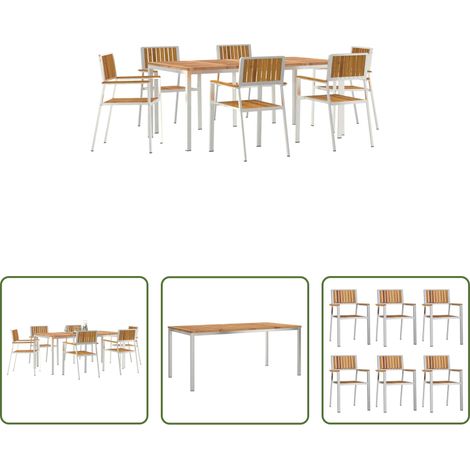 Essplatz im Freien - Outdoortisch-Set 7 pcs Braun Massivholz Akazie (1/5)
