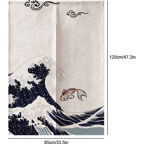 Voile de Séparation Japonais Polyester 85x120cm - Rideau Porte Demi-Voile Élément Décoratif Kit et Salon (1/5)