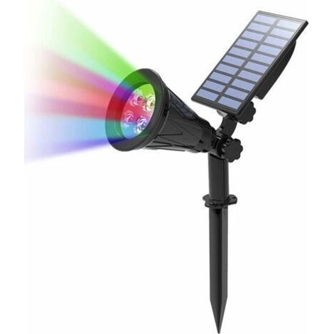 Solar-Gartenleuchte für den Außenbereich, Solar-Flutlicht mit 4 wechselnden Farben, kabellose, wasserdichte IP65-Gartenleuchte mit um 180° verstellbarem Solarstrahler für Garten, Hof, Weg und Einfahrt (1/5)