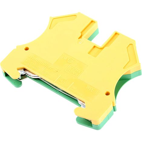 Bloc de jonction rail DIN Weidmuller WPE, 0.5 10mm², A visser, Vert/Jaune ( Prix pour 1 )