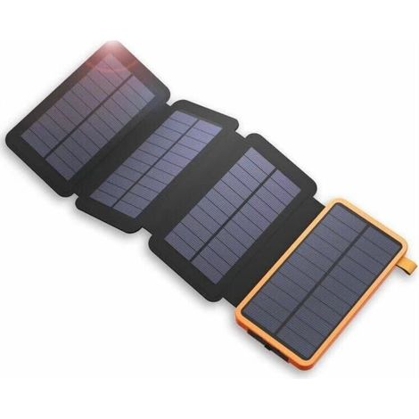 Chargeur Solaire 25000mAh Portable Batterie Externe avec 4 Panneaux Imperméable Power Bank avec 2 USB Outdoor Camping pour Téléphone Tablettes (1/5)