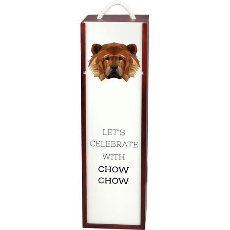 Chow Chow: una caja de vino geométrica con una foto e inscripción de Art-Dog. (1/5)
