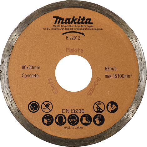 Makita Diamanttrennscheibe 80mm Beton Ø 80 mm 1,6 mm Schnittstärke Trocken Beton B-22012 (1/2)