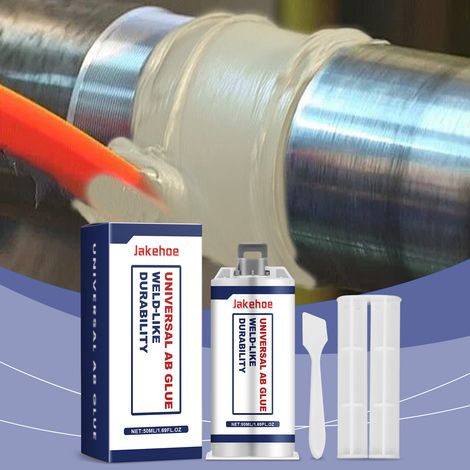 Colle AB universelle pour le remplissage des fissures, le collage, la réparation des rayures de baignoire et l'application d'un mastic hydrofuge – 50 ml + tige de poussée + grattoir (1/5)