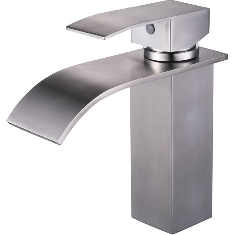 Robinet en acier inoxydable pour lavabos, éviers et vasques à poser, avec fonction eau chaude et eau froide. (1/2)