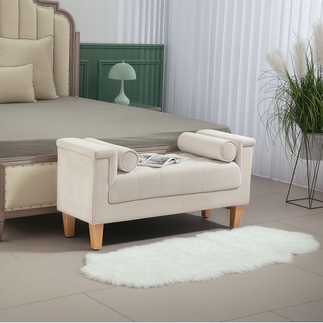 siège banquette rembourrée 115 cm polyester beige OKMYHOME (1/5)