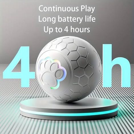 Juguete interactivo para perros - Pelota auto-rodante para perros - Pelota automática duradera para perros, color gris claro - 5,6 cm