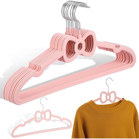 de 10 cintres en velours rose OUNONA avec nœuds pour un (1/5)