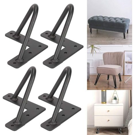 Pieds de meuble, lot de 4, pieds en épingle à cheveux pieds de table et D'armoire remplaçables pieds en épingle à cheveux cadre de table, avec protecteur de sol et vis disponibles en hauteur de 10cm (1/5)