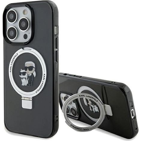 Karl Lagerfeld KLHMP14LHMRSKCK iPhone 14 Pro 6,1 Zoll schwarze Hartschalen-Schutzhülle mit Ringständer Karl&Choupette MagSafe (1/5)