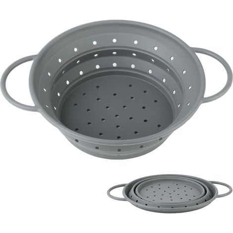 1 Passoire Pliable, Silicone Sans BPA, Anneau Acier Inoxydable, Résistante Chaleur 220°C, Cuisine Camping (1/5)