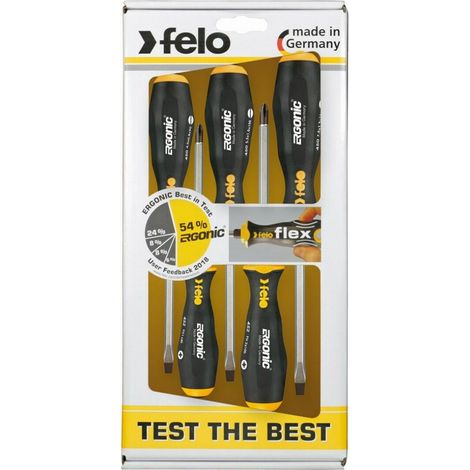 Felo 45095248 - Juego de destornilladores de varilla pasante Felo Ergonic (Planos y PH / 5 uds.) (1/2)
