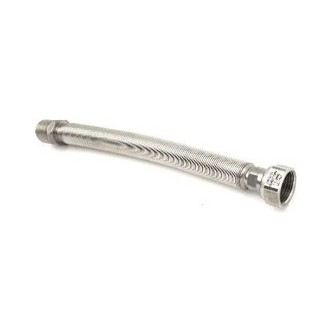 TUYAU FLEXIBLE EN ACIER INOXYDABLE RACCORD EN LAITON L. 220 / 420 MM  (pour l'eau) Taille : 1/2