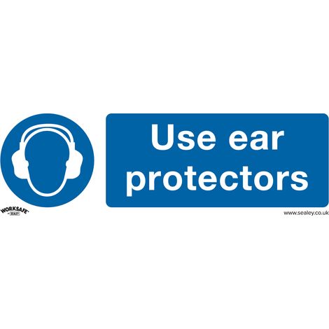Sealey Mandatory Safety Sign - Use Ear Protectors - Rigid Plastic - Pack of 10 SS10P10