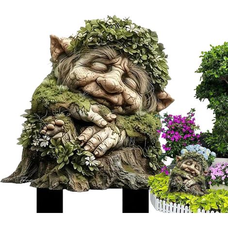Troll de l'herbe verte en acrylique, piquets de jardin, statue extérieure résistante aux intempéries, décoration de cour et jardin (1/5)