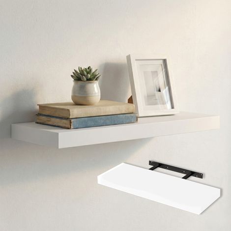 Mensole da Parete in Legno con Staffe a Scomparsa BIANCO 60CM