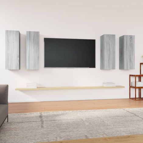 Meubles TV 4 pcs Sonoma gris 30,5x30x90 cm Bois d'ingénierie (1/5)