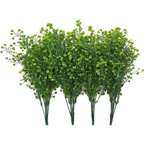 Arbustes artificiels en plastique, fausses plantes vertes, pour mariage, intérieur et extérieur, maison, jardin, balcon, cuisine, lot de 4. (1/4)