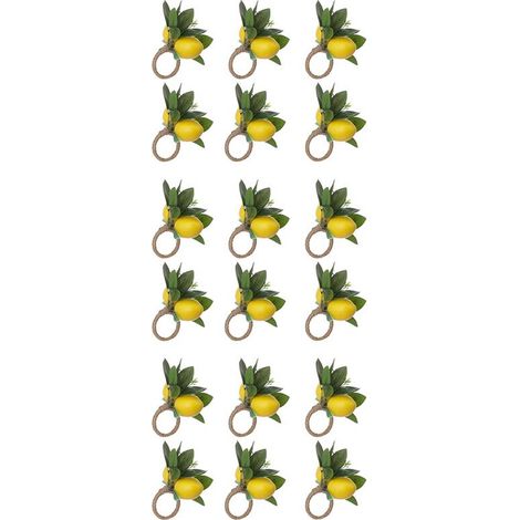 Ronds de Serviette Citron Ensemble de 18 Porte-Serviettes Feuille de Vigne Citron pour DéCor de Table à Manger Banquet Mariage Anniversaire NoëL B